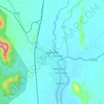 Jaykaypur地形图、海拔、地势