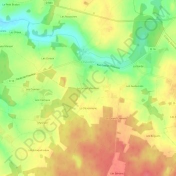 Le Grand Marchais地形图、海拔、地势
