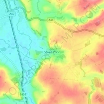 Stoke Prior地形图、海拔、地势