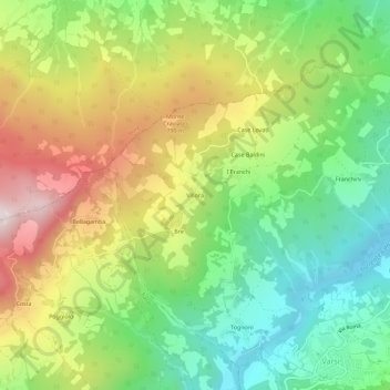 Villora地形图、海拔、地势