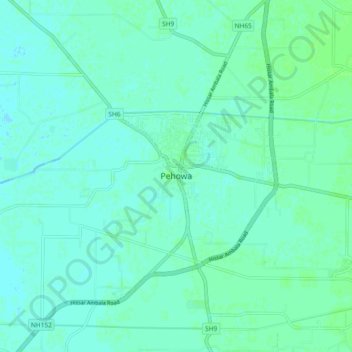 Pehowa地形图、海拔、地势