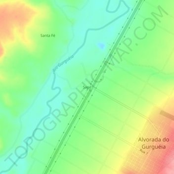 Sapé地形图、海拔、地势