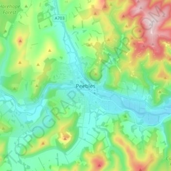 Peebles地形图、海拔、地势