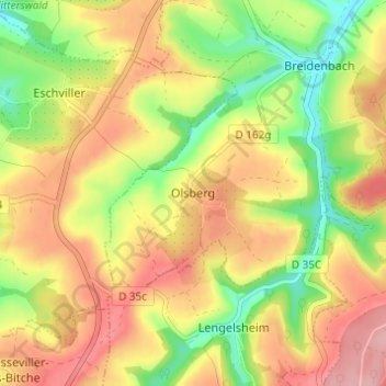 Olsberg地形图、海拔、地势