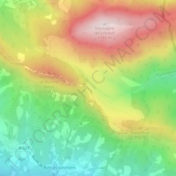 Col de Milmandre地形图、海拔、地势