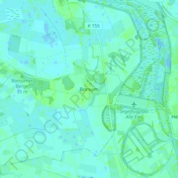 Borsum地形图、海拔、地势