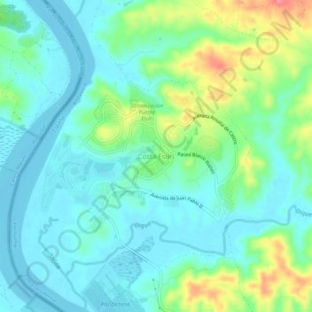 Costa Esuri地形图、海拔、地势