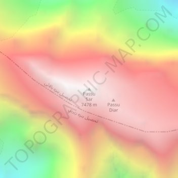 Passu Sar地形图、海拔、地势