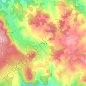 Malassagne地形图、海拔、地势