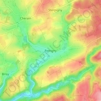 Rettigny地形图、海拔、地势