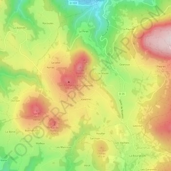 Le Chomeil地形图、海拔、地势