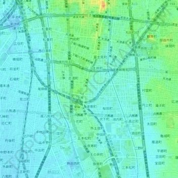 金山二丁目地形图、海拔、地势