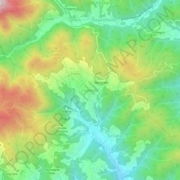 Loppeglia地形图、海拔、地势