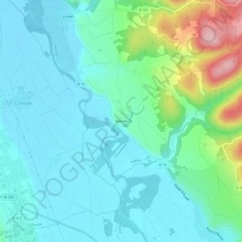 Allevier地形图、海拔、地势