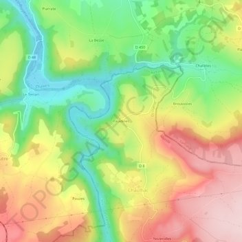 Paladines地形图、海拔、地势
