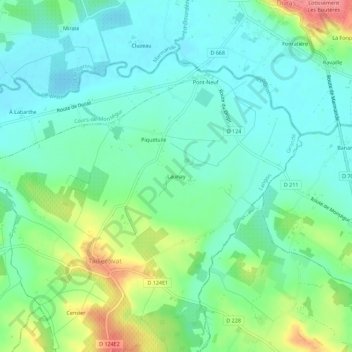 Launay地形图、海拔、地势