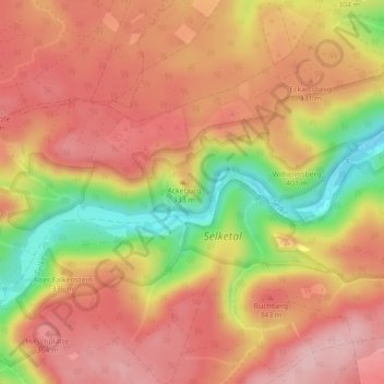 Selkesicht地形图、海拔、地势