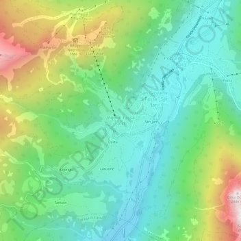 Vigo di Fassa地形图、海拔、地势