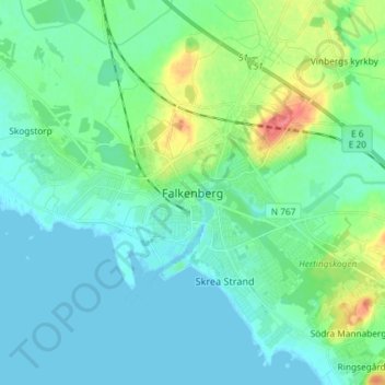 Falkenberg地形图、海拔、地势