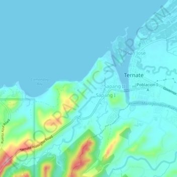 Bucana地形图、海拔、地势