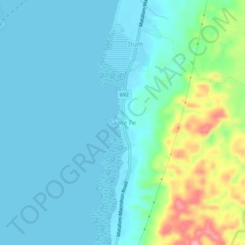 Sante Fe地形图、海拔、地势