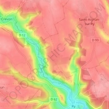 Épinay地形图、海拔、地势