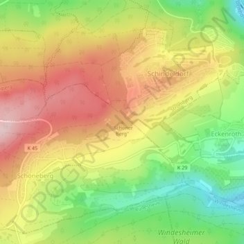 "Schöner Berg"地形图、海拔、地势