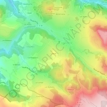 L'Herm地形图、海拔、地势