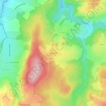 Villars le Bas地形图、海拔、地势