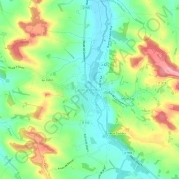 Castéra-Verduzan地形图、海拔、地势