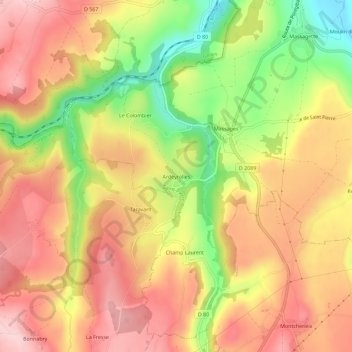 Ardeyrolles地形图、海拔、地势