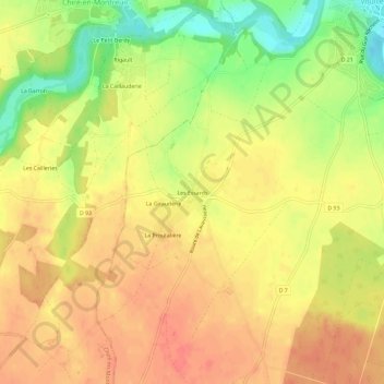 Les Éssards地形图、海拔、地势
