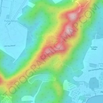 Bukit Gemuruh地形图、海拔、地势