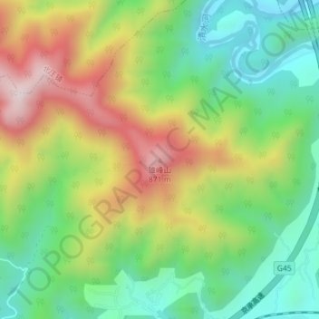锥峰山地形图、海拔、地势
