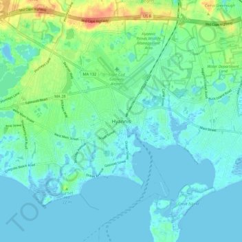 Hyannis地形图、海拔、地势
