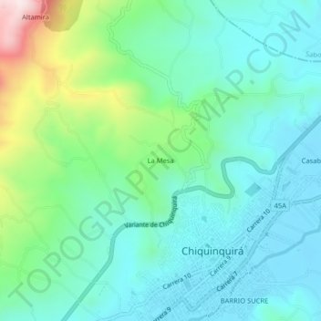 La Mesa地形图、海拔、地势