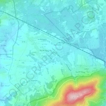 Évette地形图、海拔、地势