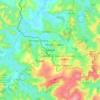 Bambuí地形图、海拔、地势