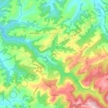 Tonda地形图、海拔、地势