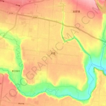 大营地形图、海拔、地势