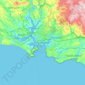 Plymouth地形图、海拔、地势