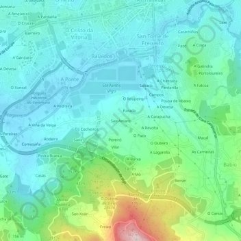 San Amaro地形图、海拔、地势