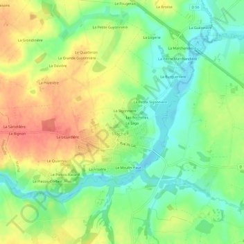 La Rétière地形图、海拔、地势