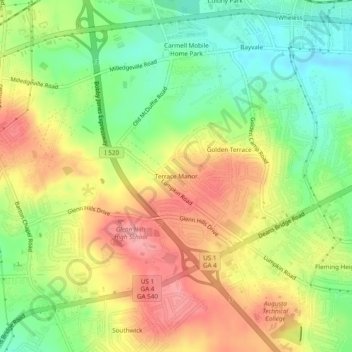 Terrace Manor地形图、海拔、地势