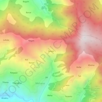 Kaupo地形图、海拔、地势