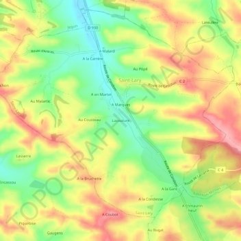 Lacouture地形图、海拔、地势
