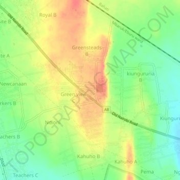 Greensteads地形图、海拔、地势