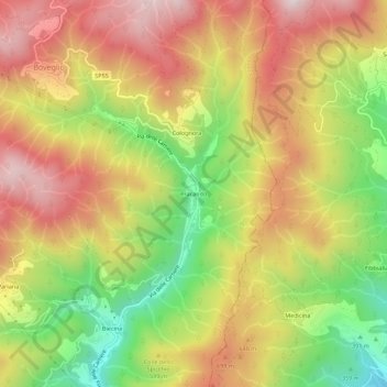Pracando地形图、海拔、地势