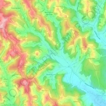 Wörth地形图、海拔、地势