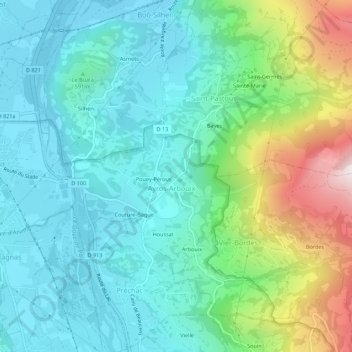 Ayros地形图、海拔、地势